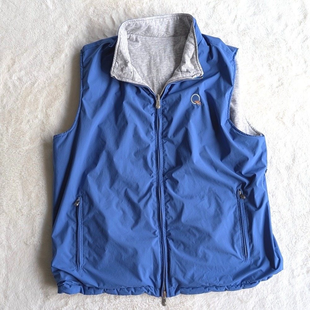 Peter Millar Reversible Vest Blue Grey Quail Hollow Embroidered Logo Men's Large